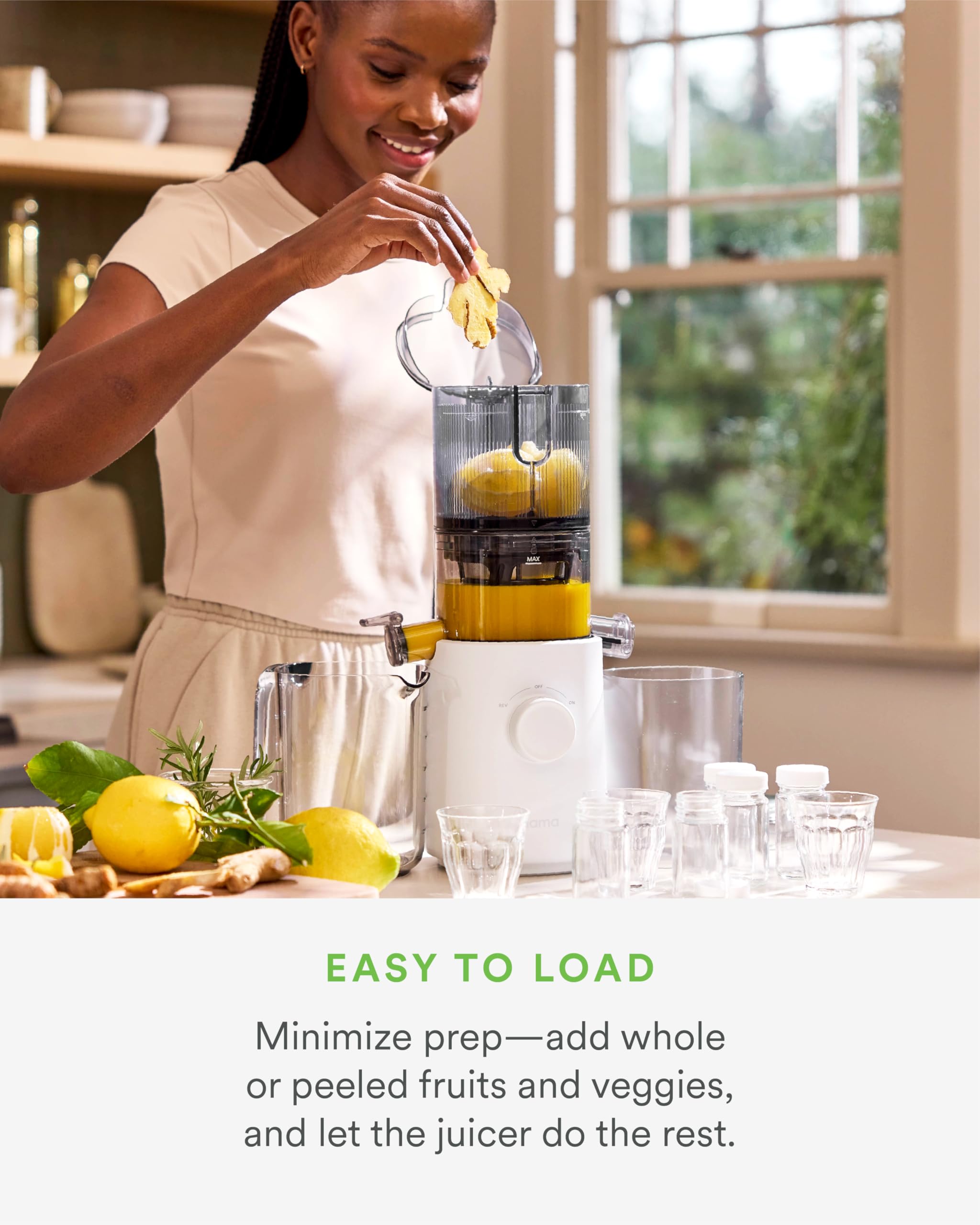 Nama J3 juice-container-and-pulp-container showing organized, mess-free workflow.