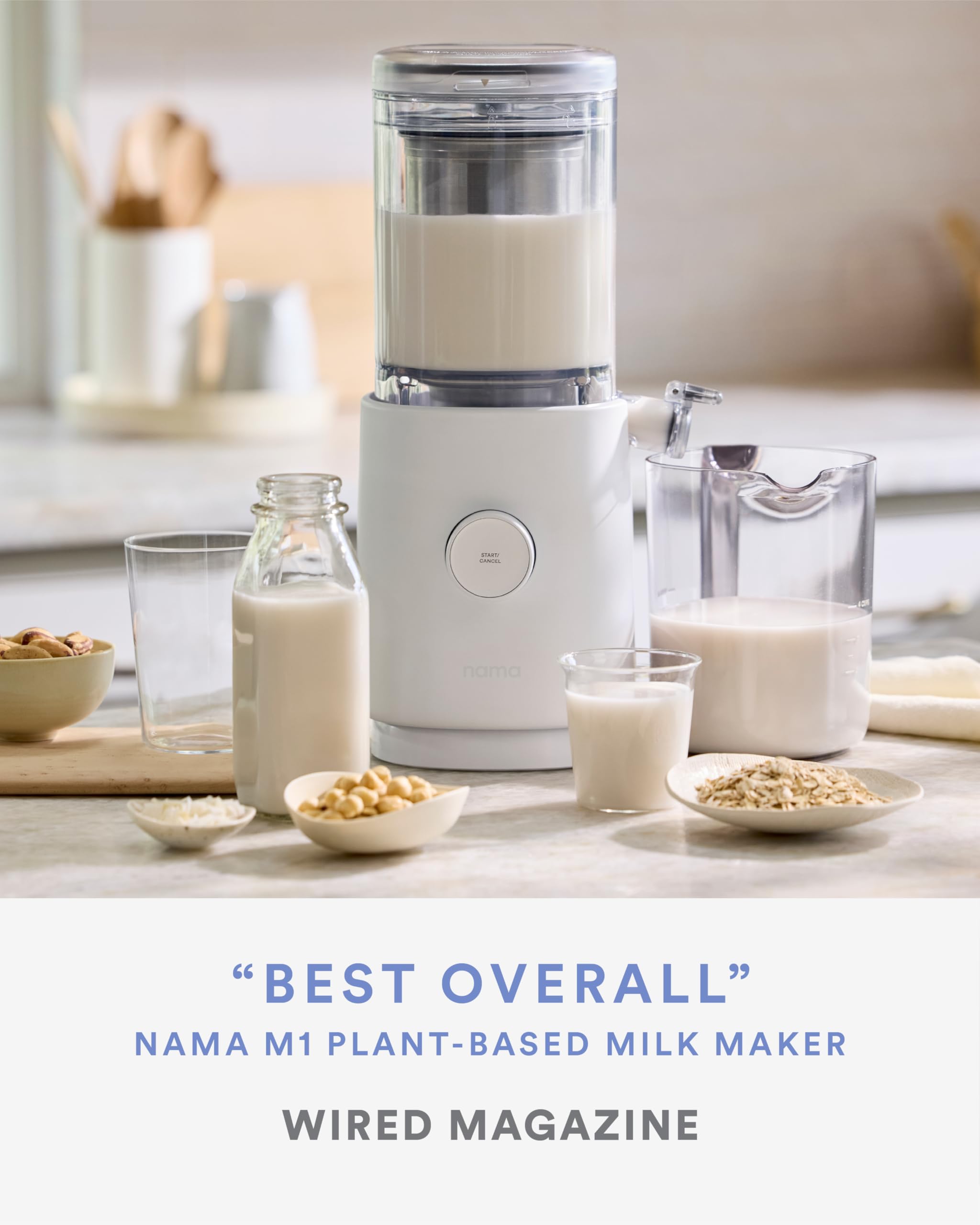 Nama M1 blending-separating technology illustrating creamy texture without soaking