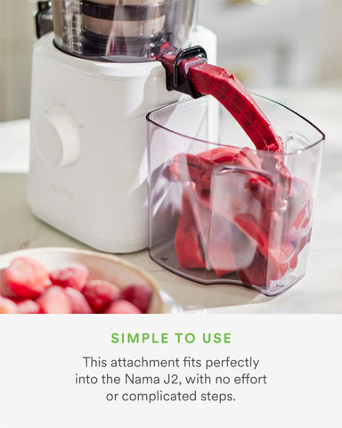 Frozen fruit and yogurt ready to blend with Nama Sorbet Attachment for dairy free options.
