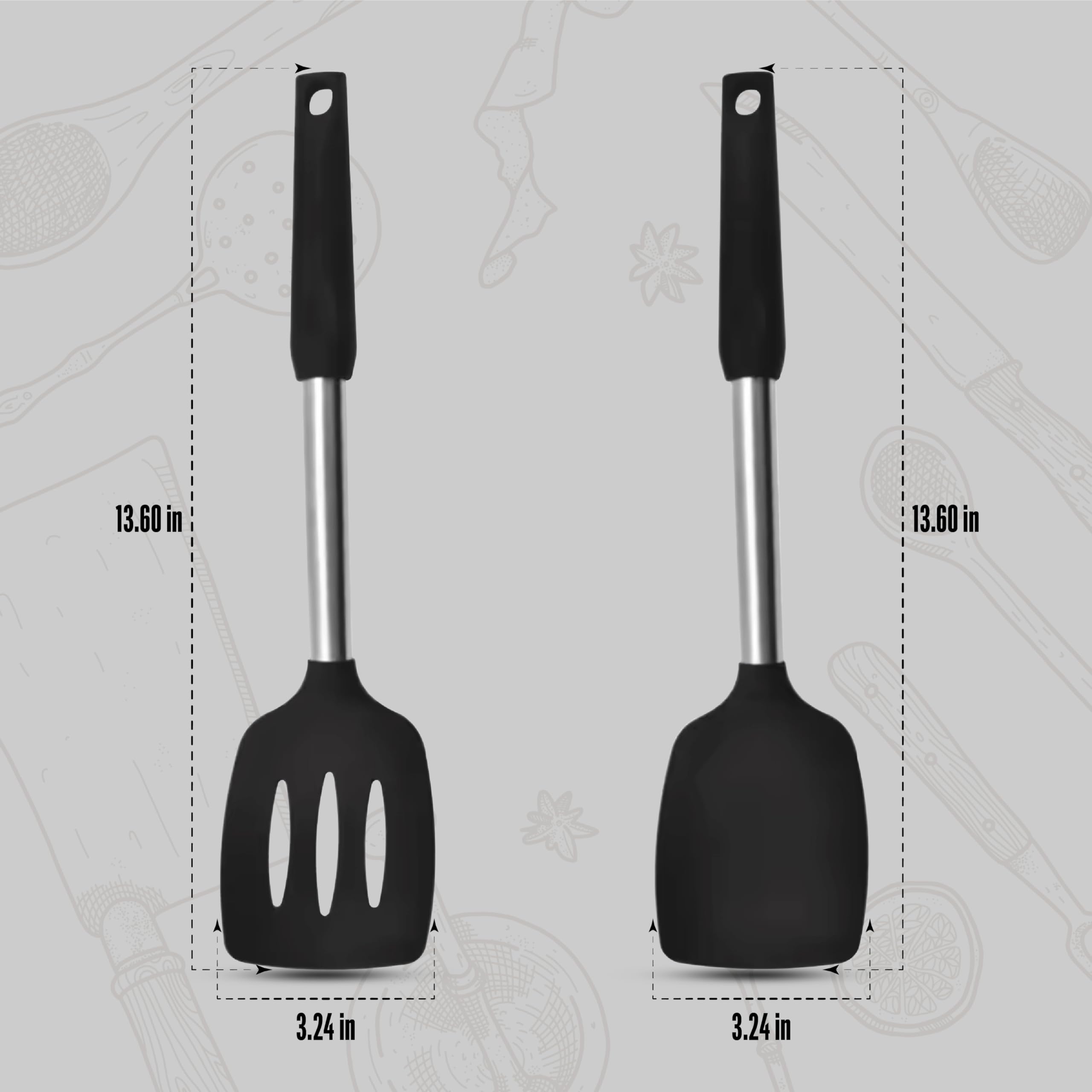 NAMAPRODX silicone spatula slotted in black ideal for draining fats.