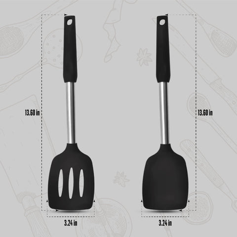 NAMAPRODX silicone spatula slotted in black ideal for draining fats.