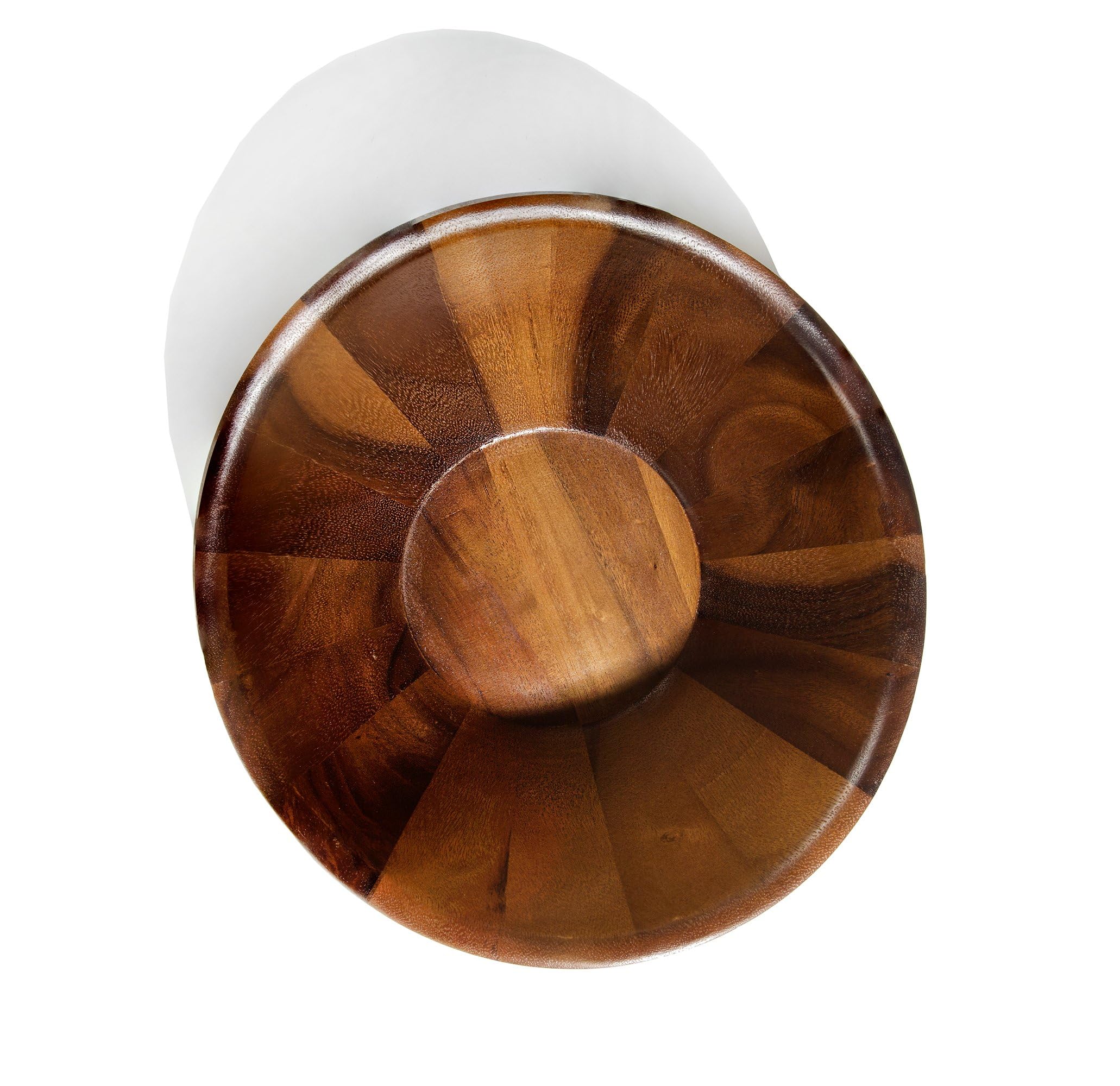 Nambe Harmony close-up highlights smooth curves and natural wood texture.