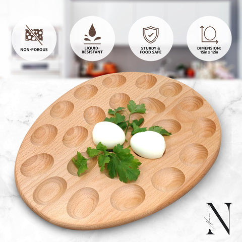 Namre' oval beechwood platter offers elegant presentation.
