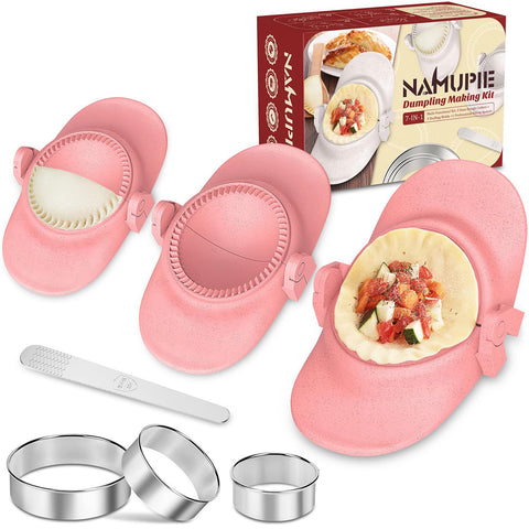 NAMUPIE 7-piece dumpling kit in pink, complete set for family dumpling nights