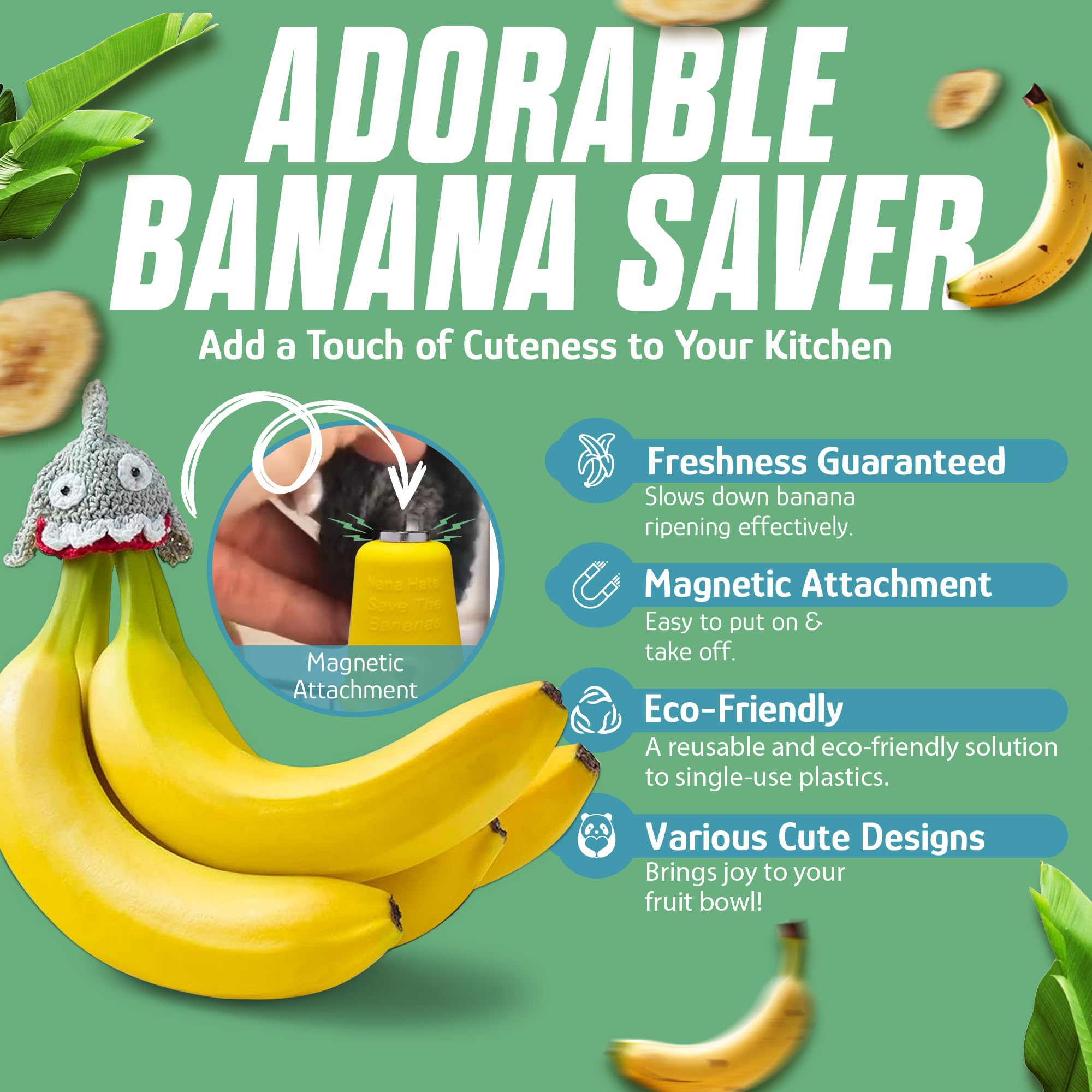 NANA HATS fruit bowl storage with Nana Hats keeps organic bananas fresh.