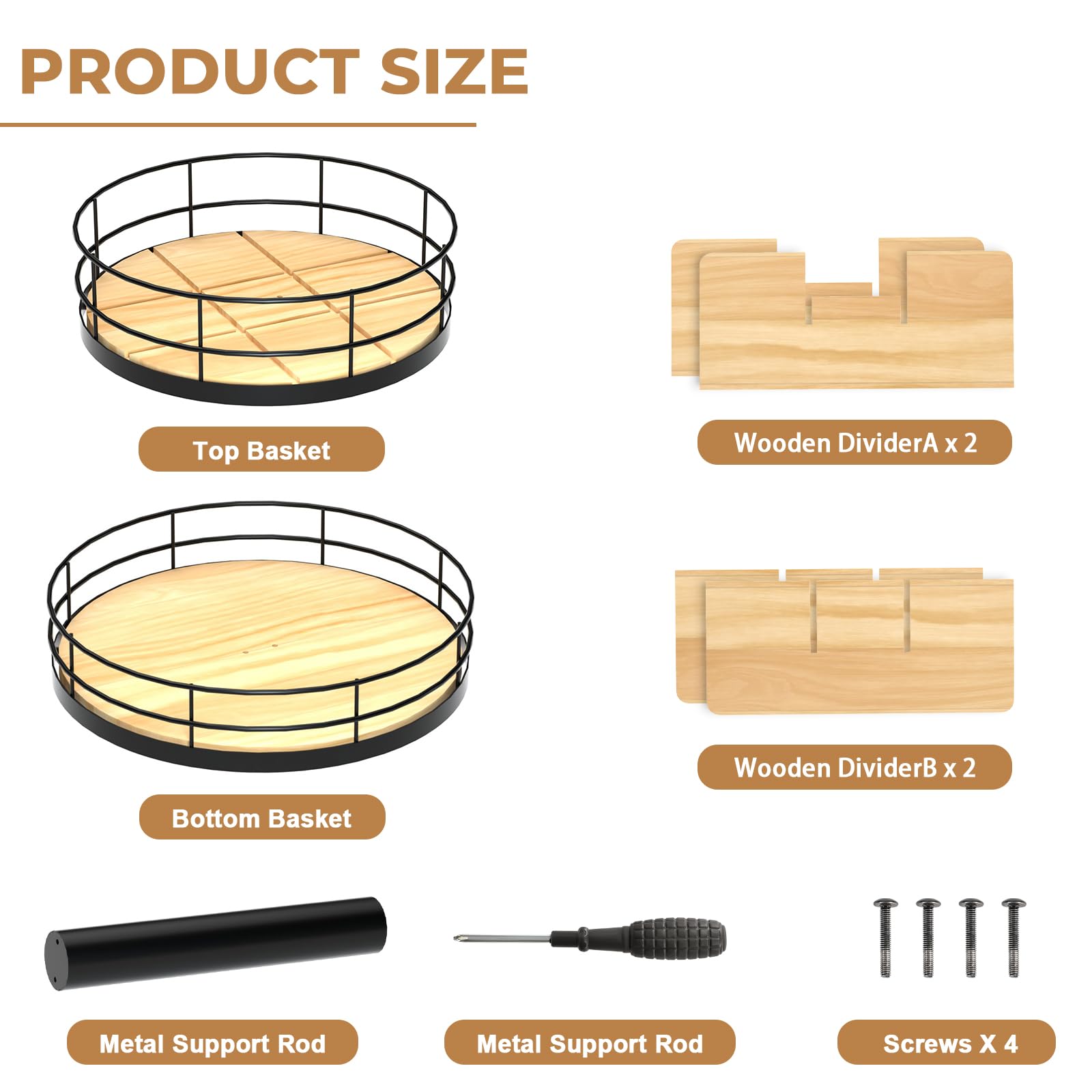 NANAGIFTREE Snack Organizer wood and metal design adds elegant storage.