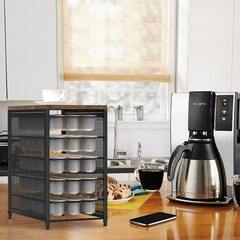NANANARDOSO coffee pod drawer side view highlights easy access with sliding drawer.