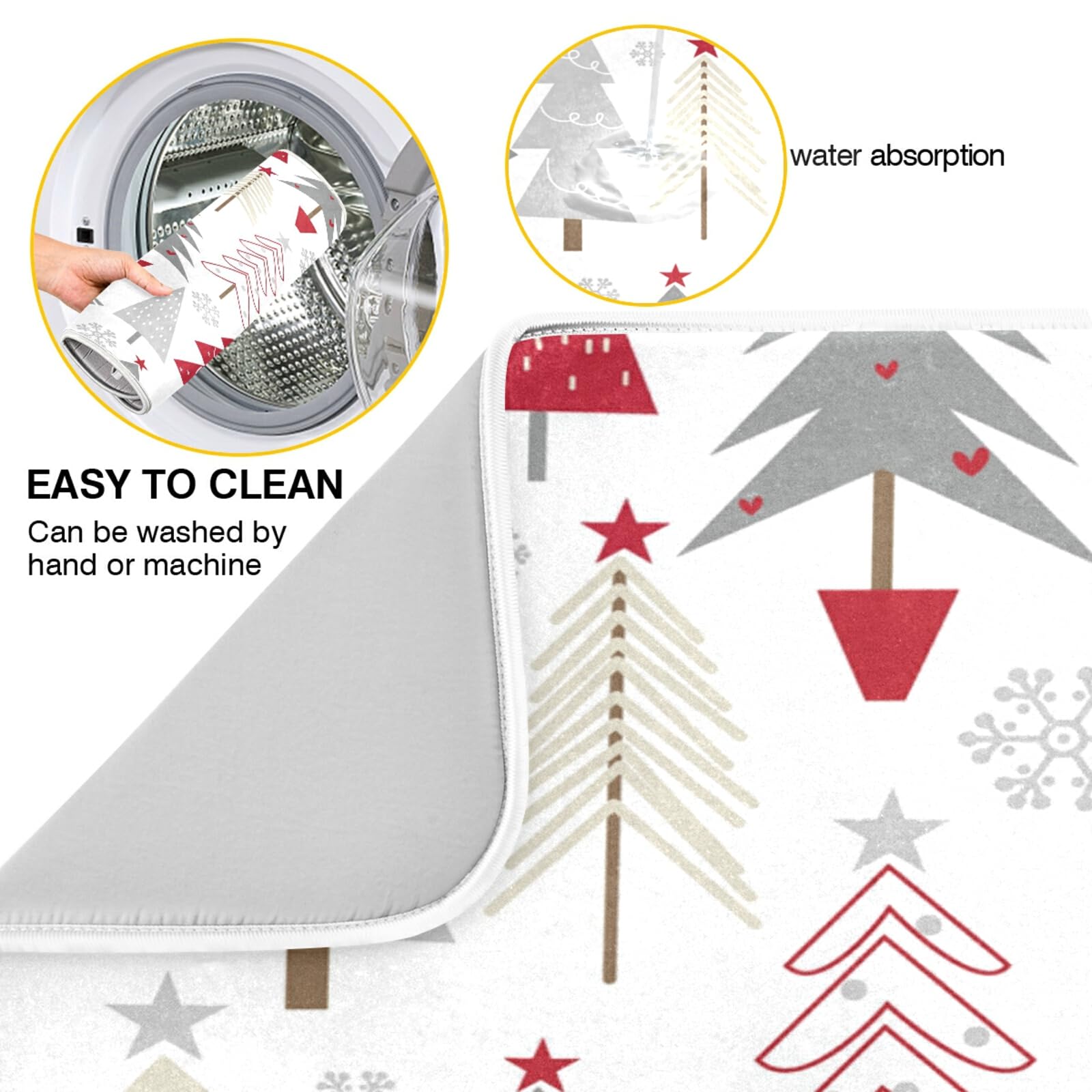 Nander Christmas tree dish drying mat, 18x24 inches, versatile counterpad protects surfaces and speeds drying