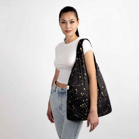 Nanobag packable design ready to tuck into a pocket for on-the-go shopping