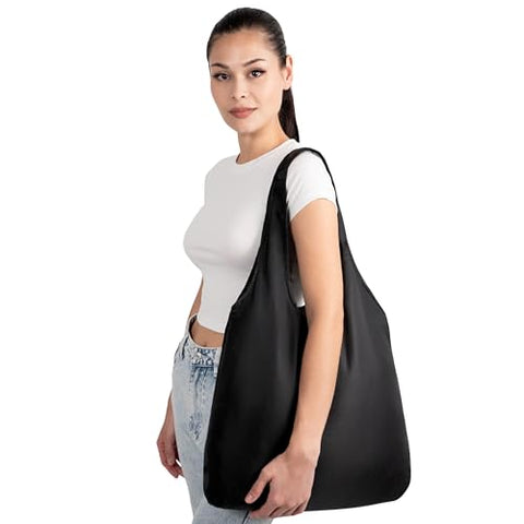 Nanobag XL foldable tote in purse pocket, ready for extra groceries