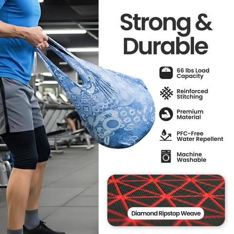 Nanobag XL foldable tote at airport, travel-ready and packable