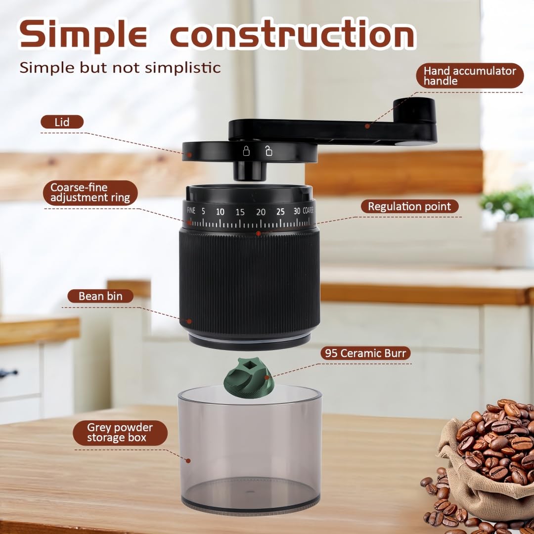 NANSPATH detachable handle coffee grinder enables easy cleaning and travel