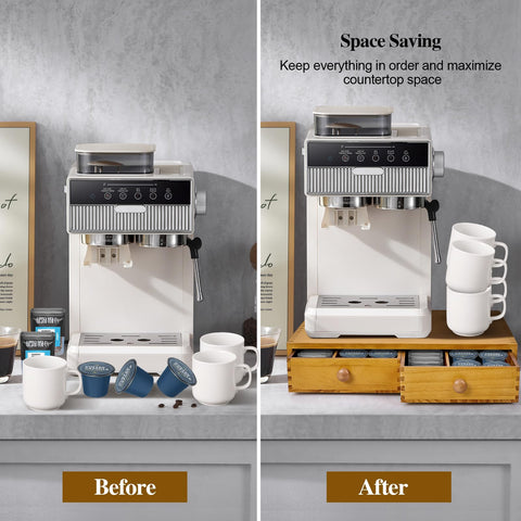 NANXITU wood pod drawer modern design blends with decor while organizing pods.