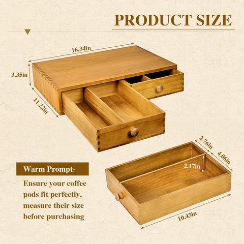 NANXITU wood pod organizer side view highlights space-saving design for counter spaces.