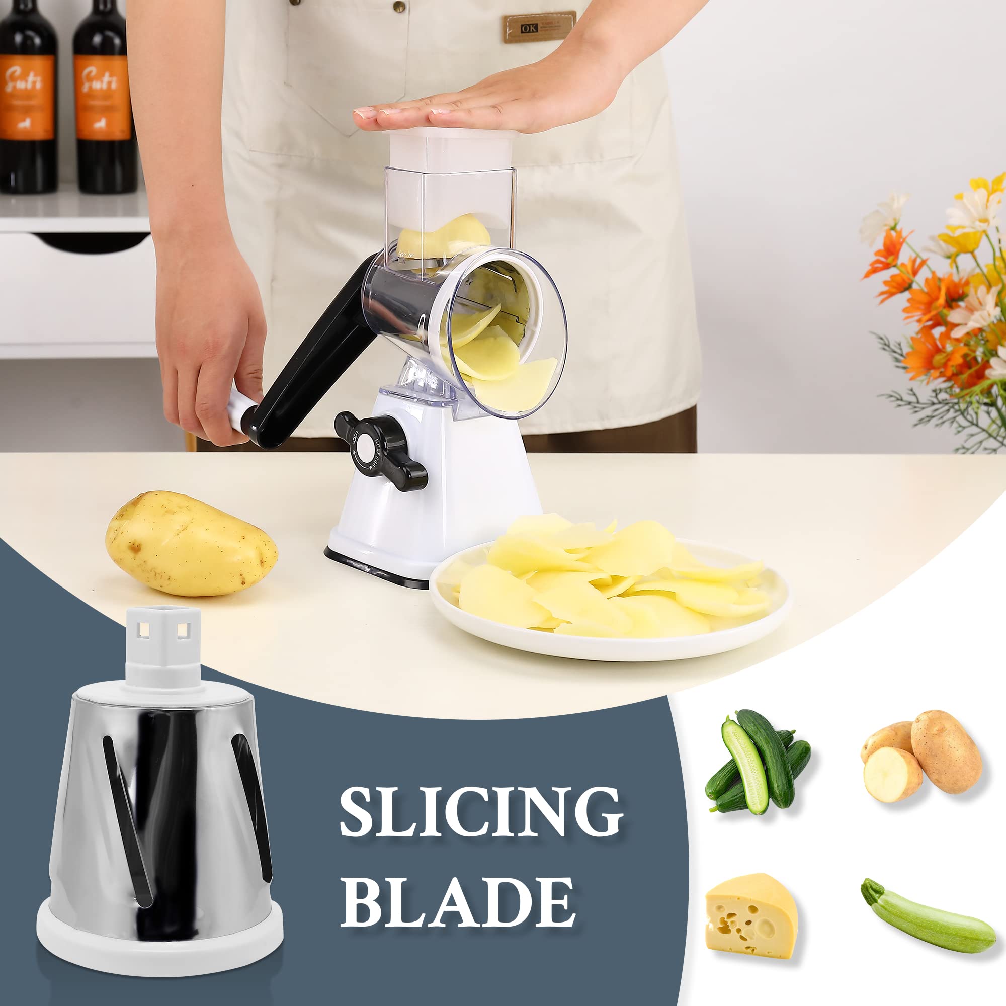 NaOHshp 3-in-1 blade drums enable slicing, shredding, and grating.