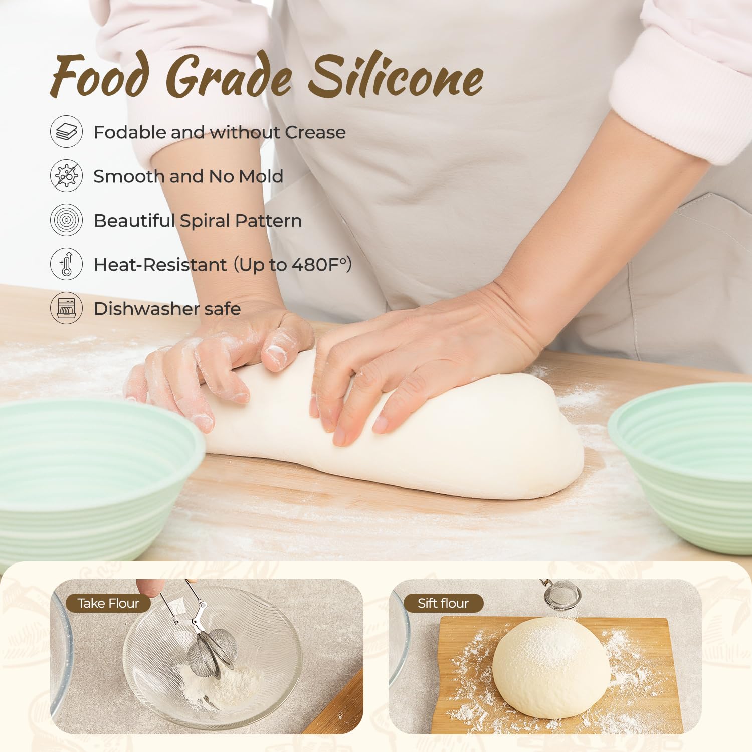 Napute silicone bread spatula for gentle lifting and folding.