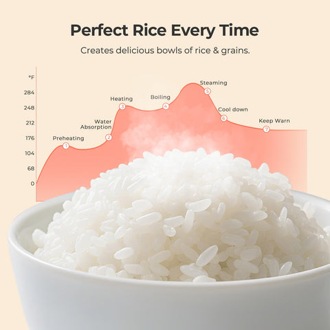 Narcissus 3.5-Cup Rice Cooker steaming a dish while rice cooks.