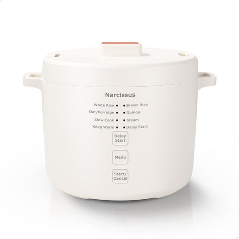 Narcissus 3.5-Cup Rice Cooker front view for compact kitchens.