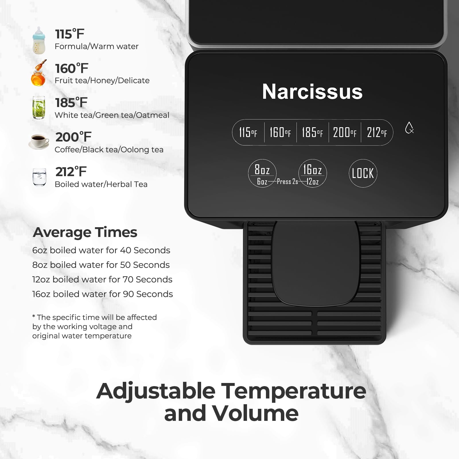 Narcissus D30 100-ounce removable tank with carrying handle for easy refills.