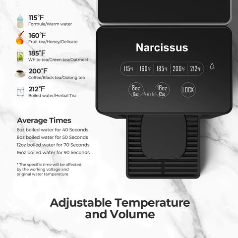 Narcissus D30 100-ounce removable tank with carrying handle for easy refills.