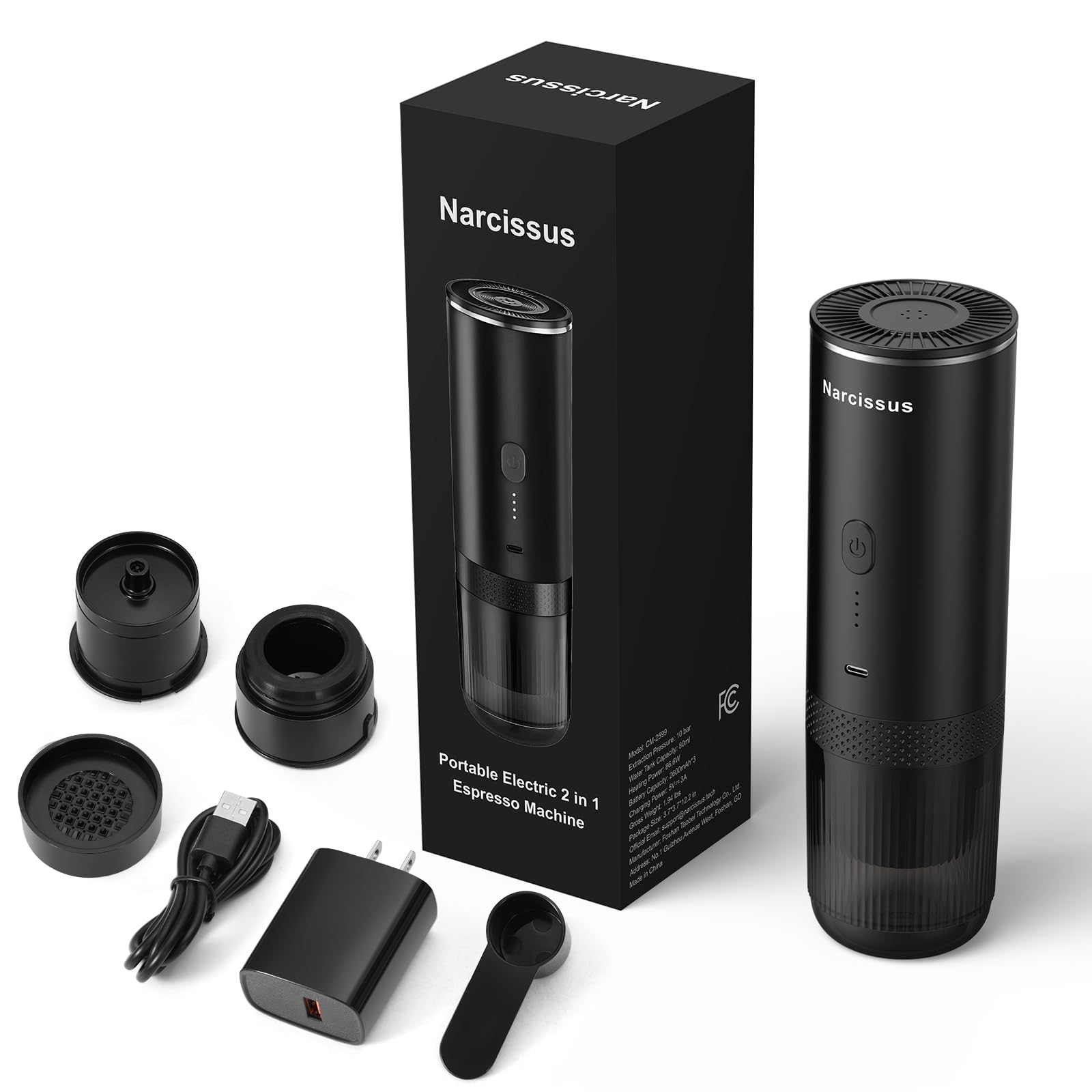 Narcissus 15W fast charger included for quick recharges