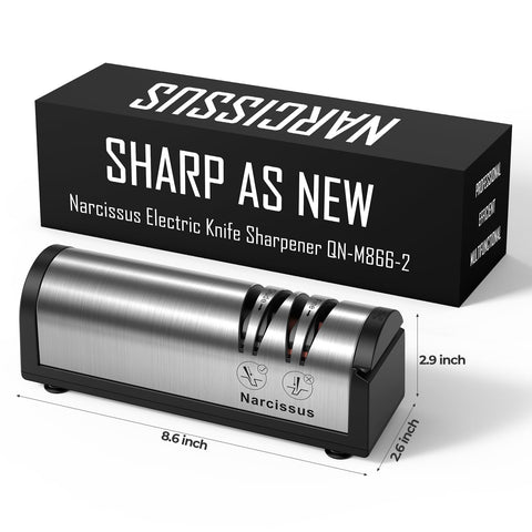Narcissus knife sharpener compact design fits into any kitchen drawer.