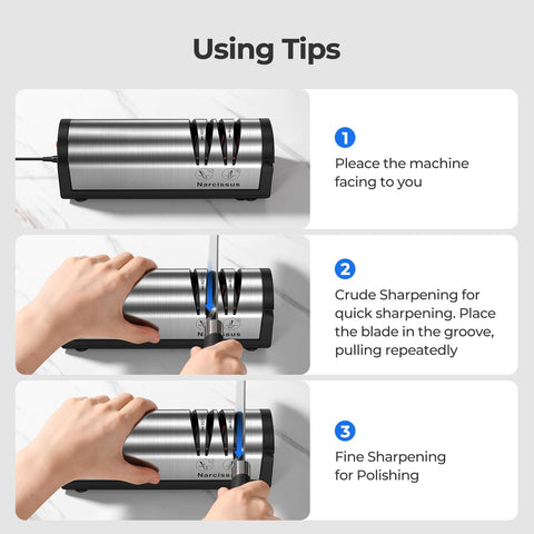 Narcissus knife sharpener scissors slot sharpens kitchen scissors.
