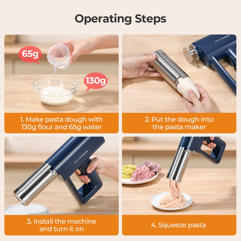 Narcissus pasta maker 4000mAh battery powers on-the-go pasta pressing
