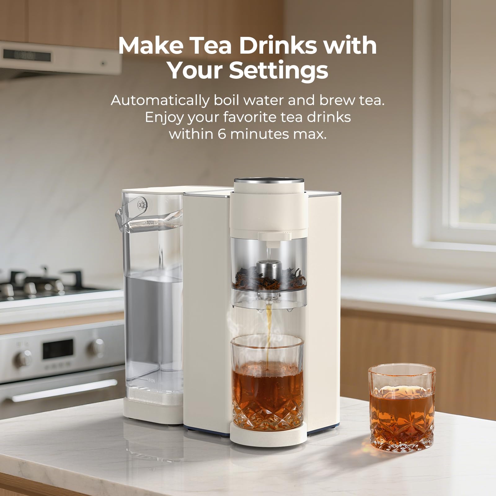 Narcissus T20 Tea Master Machine digital display close-up, precise temp and brew control for perfect tea.