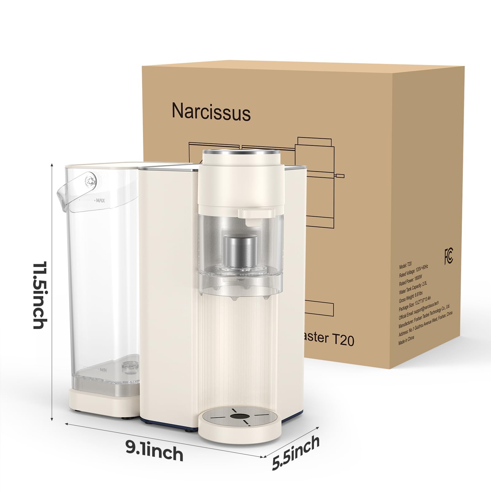 Narcissus T20 Tea Master Machine in a kitchen setup, ready for quick tea brewing anytime.