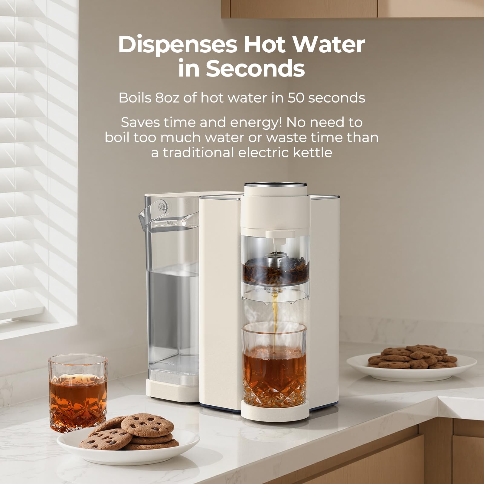 Narcissus T20 Tea Master Machine side profile, elegant modern design for any kitchen or office.
