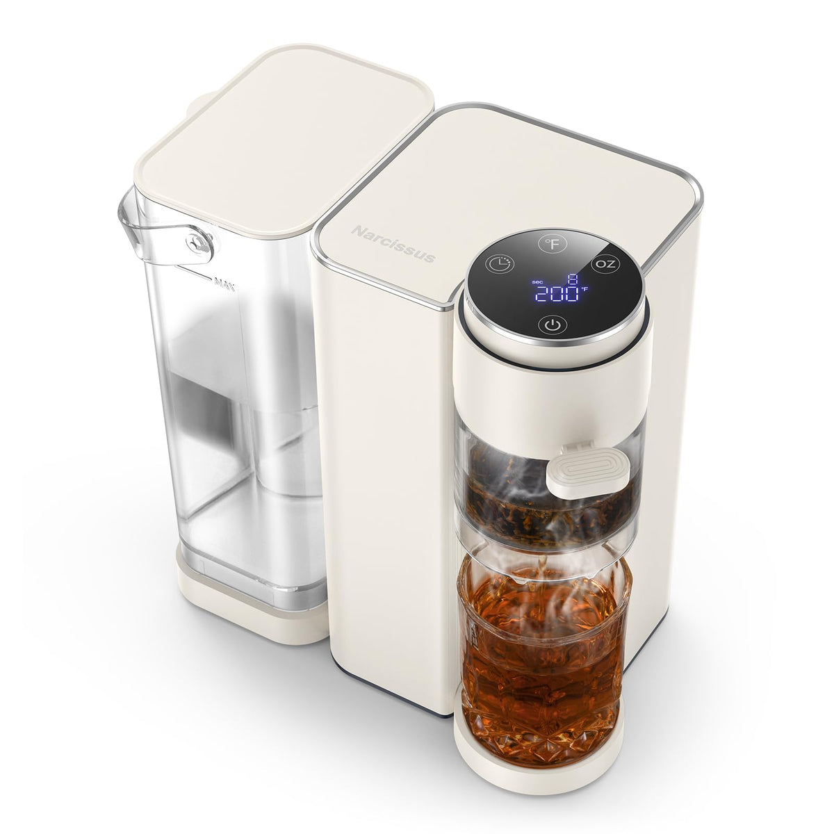 Narcissus T20 Tea Master Machine top view, space-saving countertop companion for tea lovers.