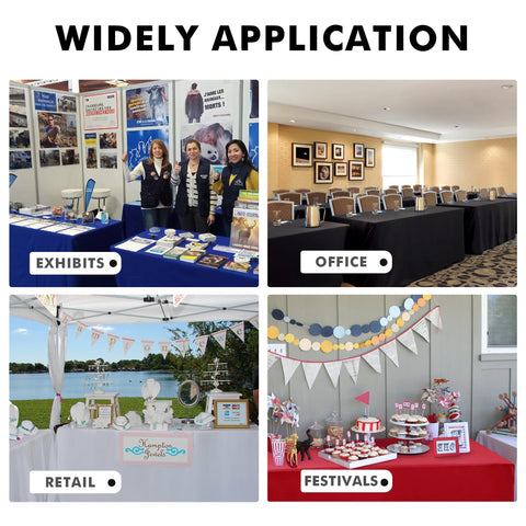 Nasitos open-back 3-sided tablecloth ideal for trade shows and registration areas