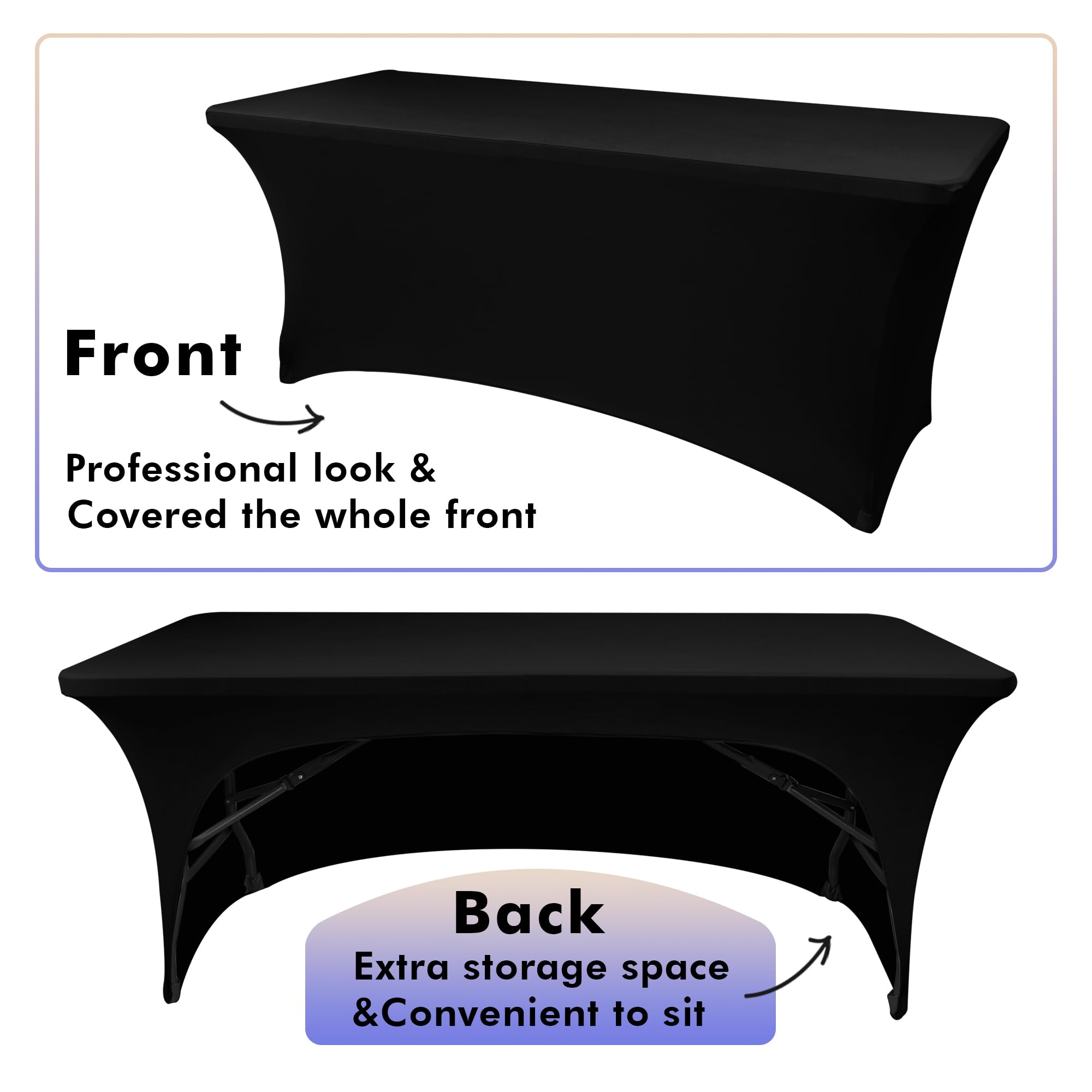 Open-back design keeps the back area accessible for seating during demos.