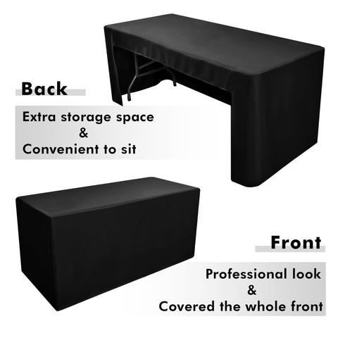 Nasitos wrinkle-resistant polyester table cover in black for durable use
