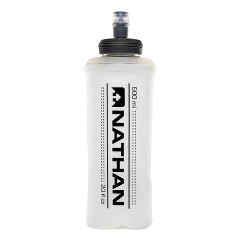 Nathan 20oz soft flask with bite top for on-the-go hydration during runs