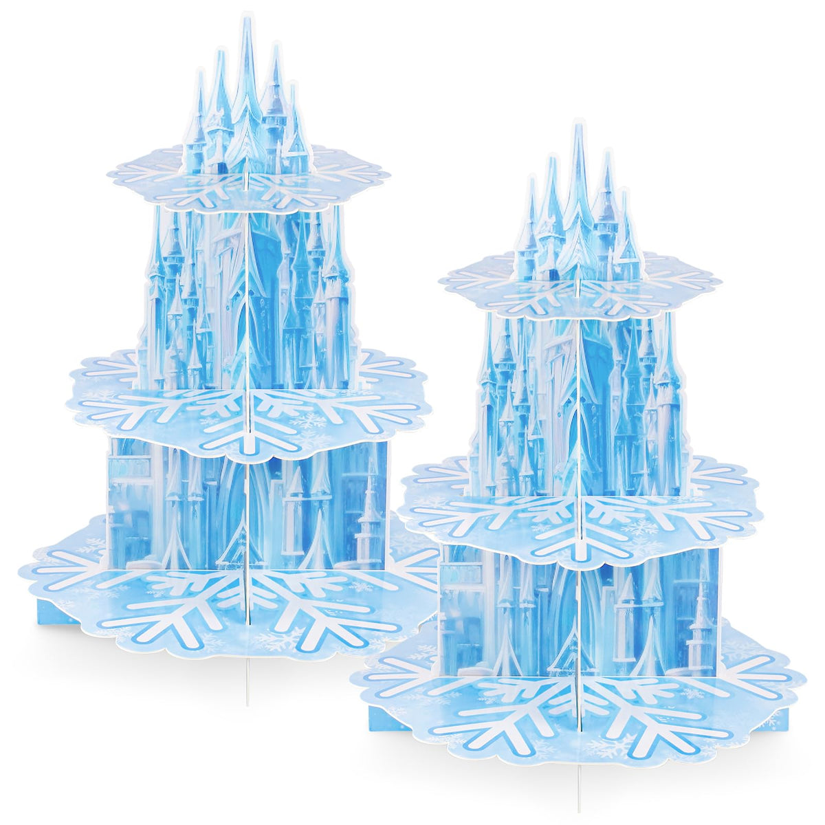 NatNarr Frozen 3-tier stand with ice castle design for cupcakes and cookies