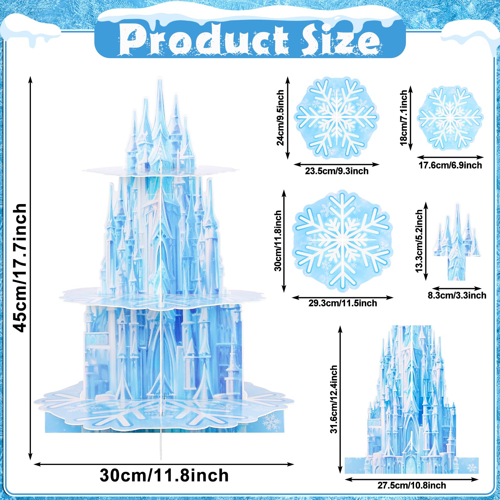 NatNarr snowflake pattern dessert stand side view enhances winter party decor