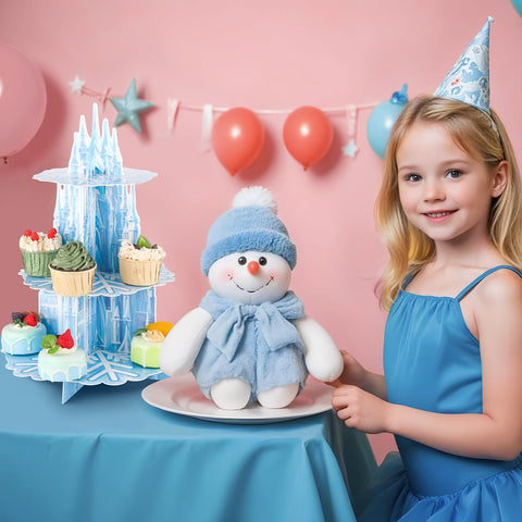 NatNarr winter wonderland dessert stand atop a festive table