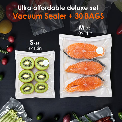 Natupo kit includes 30 reusable bags ready for immediate sealing.