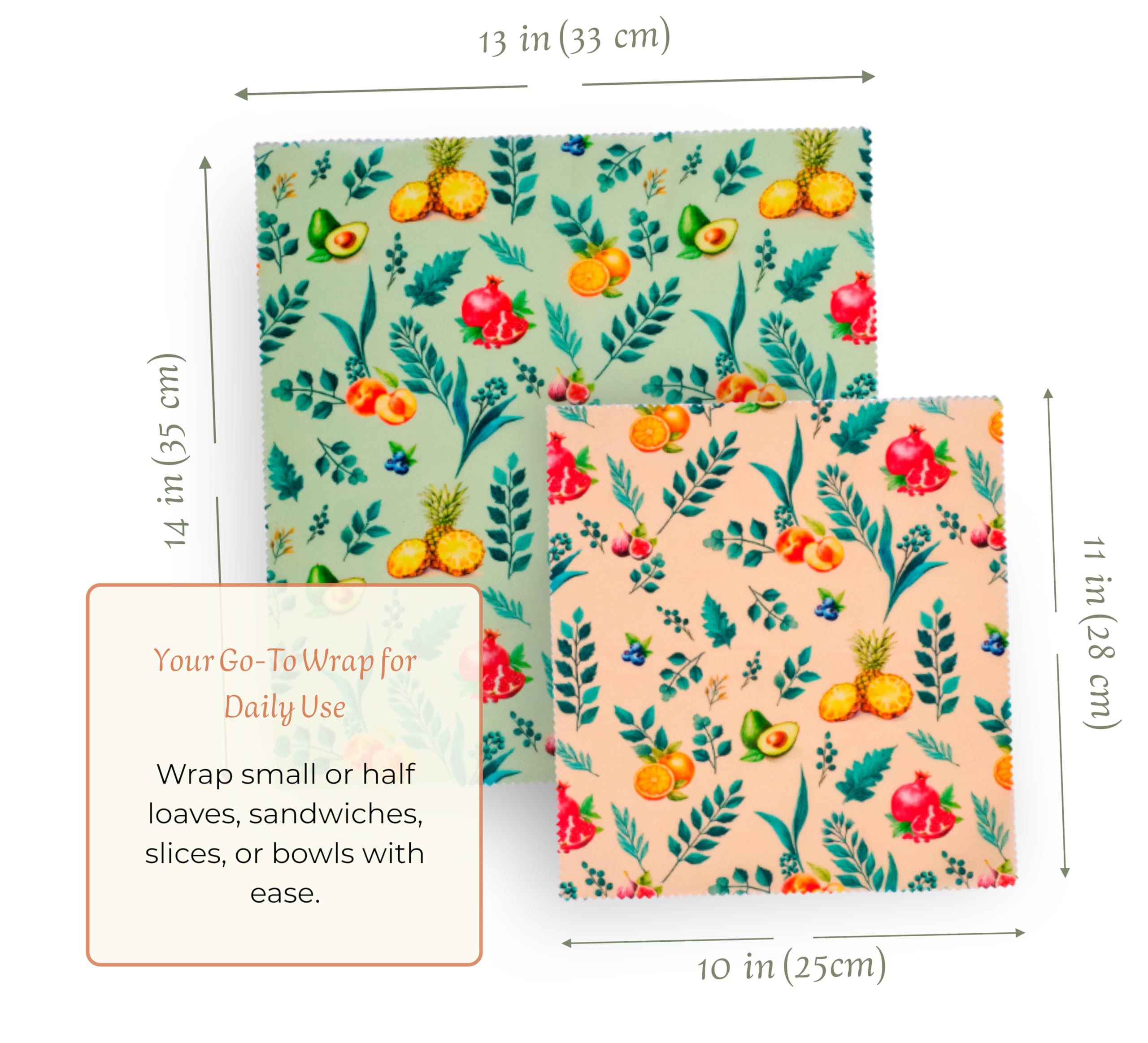 NATURABLE beeswax wrap 14x13 sandwich wrap keeps fillings fresh and flavors intact