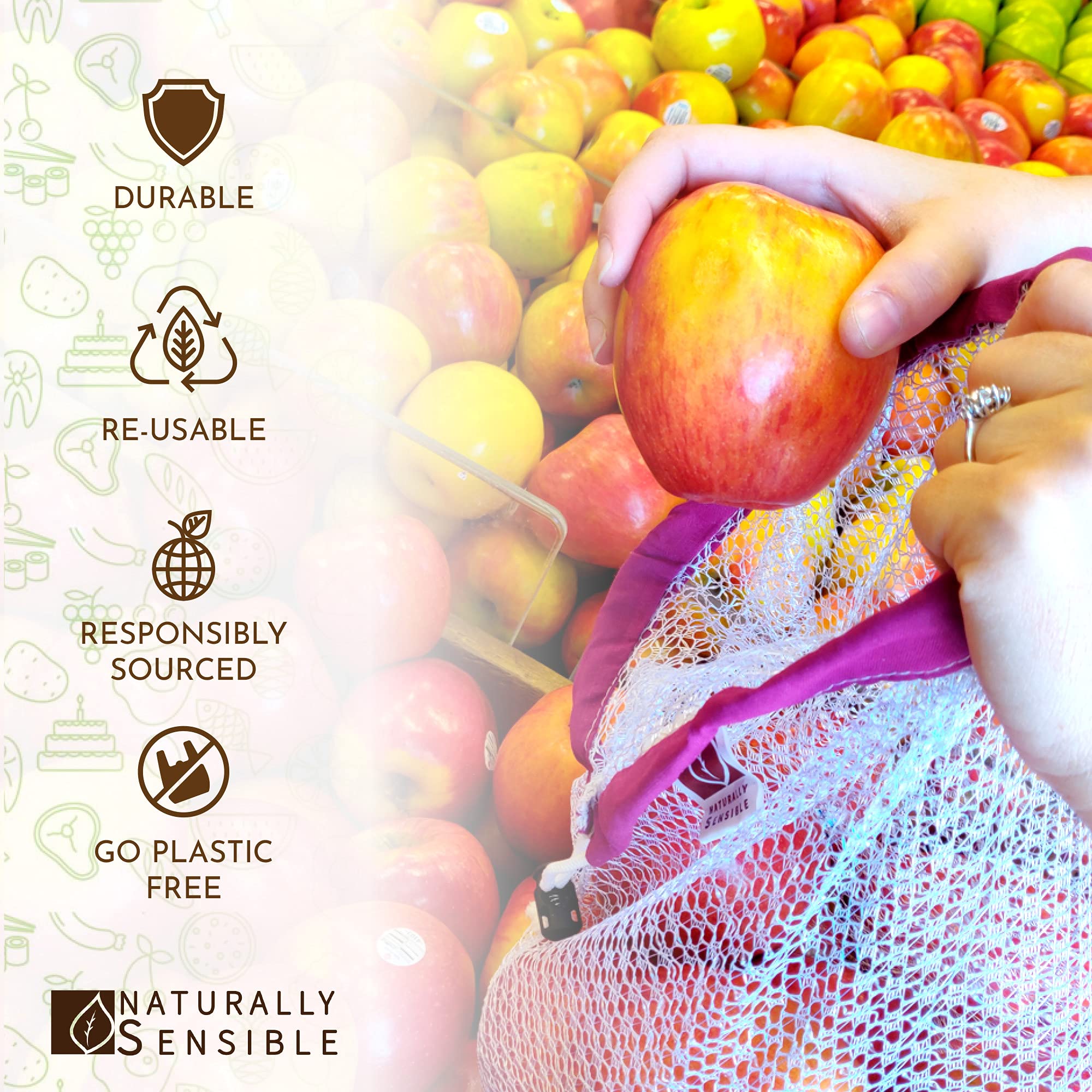 Naturally Sensible green see-through bag for fruits and vegetables