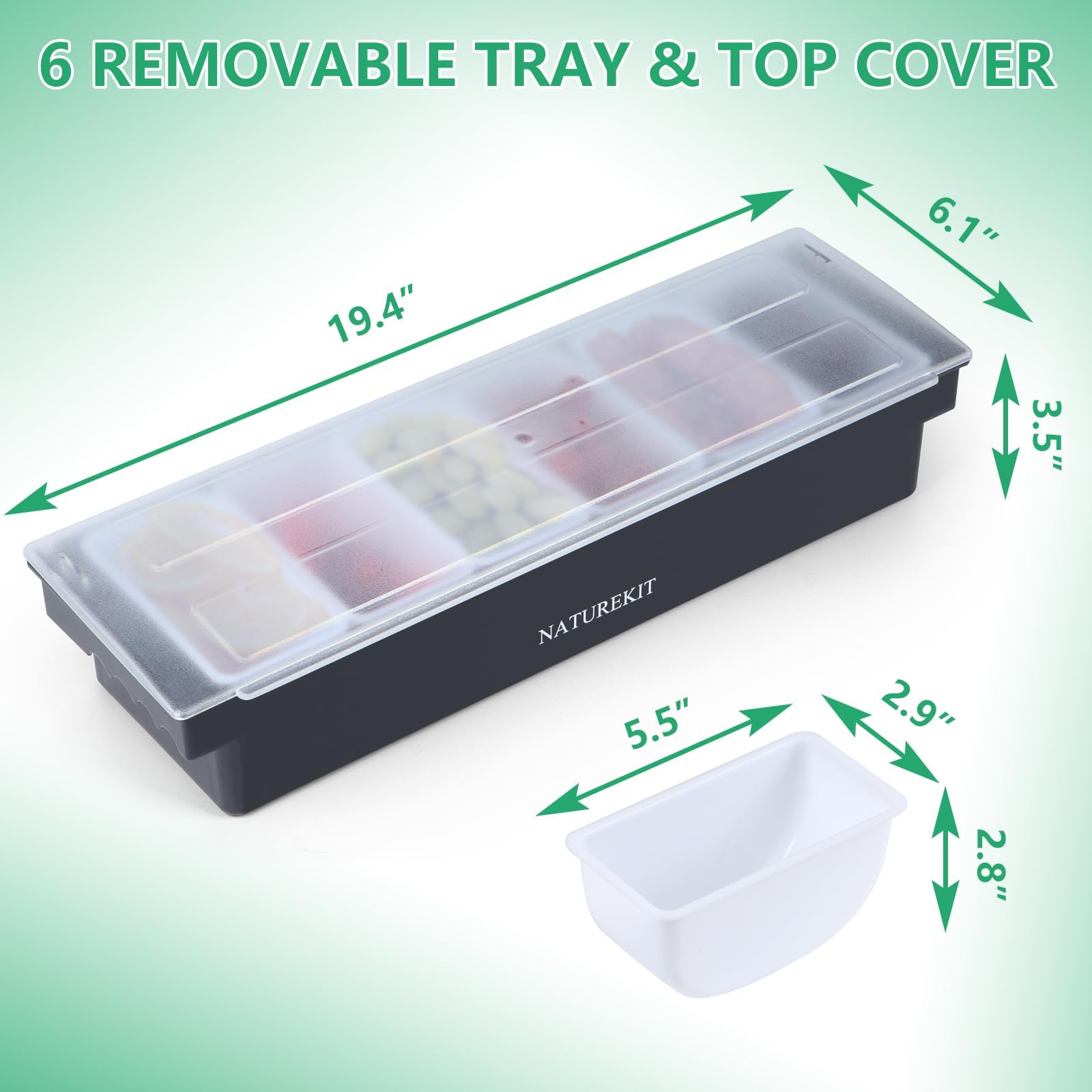 NatureKit six detachable compartments tray for organized party service.