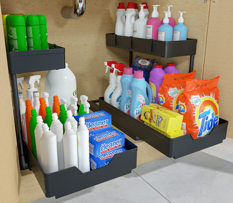 Nature's Source 2-pack under-sink organizer slides for easy access and space saving