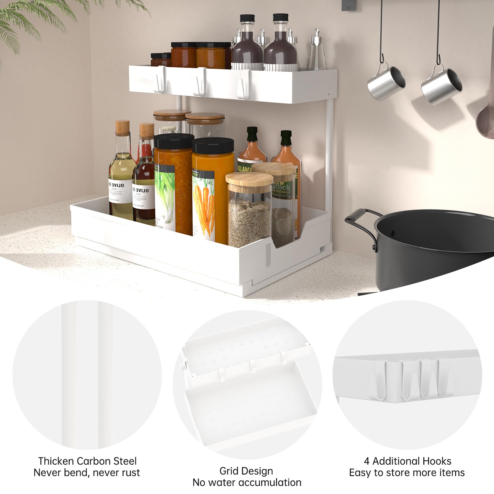 Nature's Source 2-pack storage for bathroom and kitchen cabinets keeps items tidy