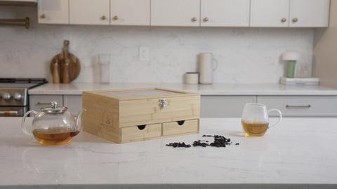 Naturustic bamboo finish adds natural elegance to any kitchen or pantry.