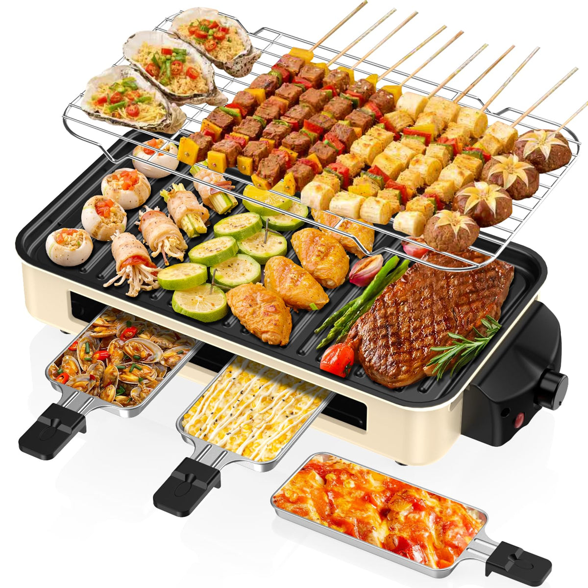 NAUQUOHZ electric indoor grill 2-in-1 setup for versatile cooking at home