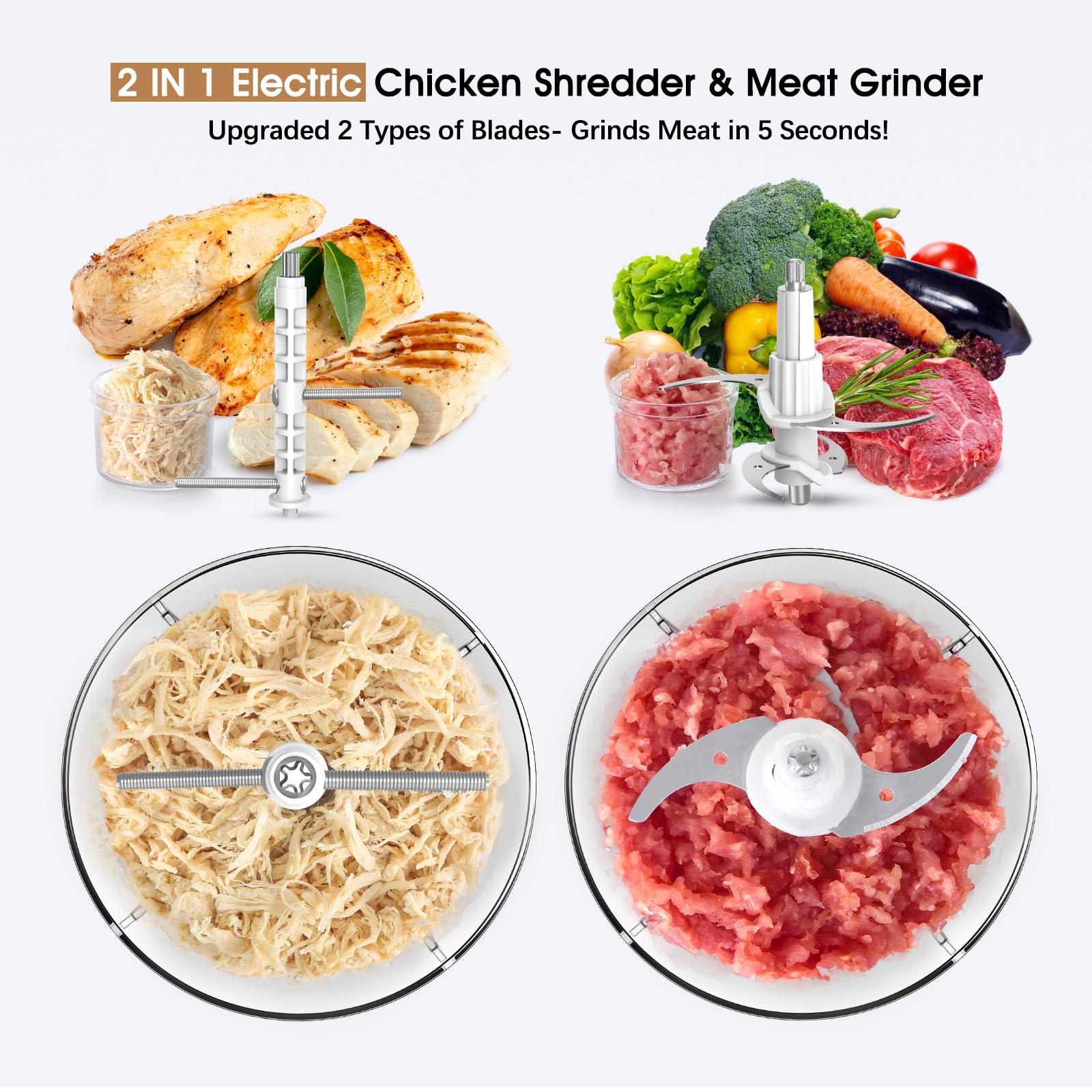 NAUQUOHZ meat chopper blades delivering consistent veggie chops for recipes