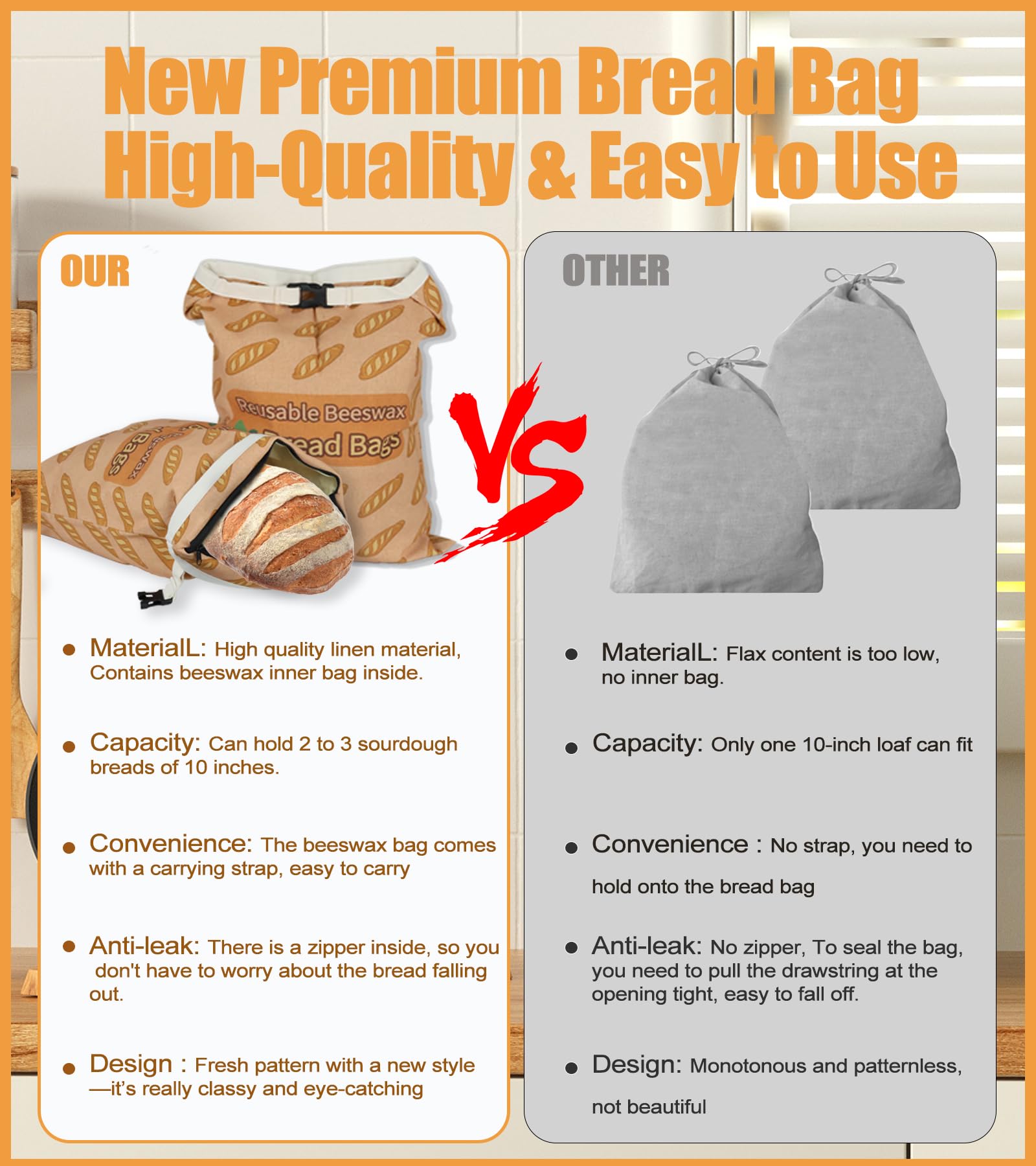 NautDuty beeswax bag with zipper seal keeps bread airtight and tidy