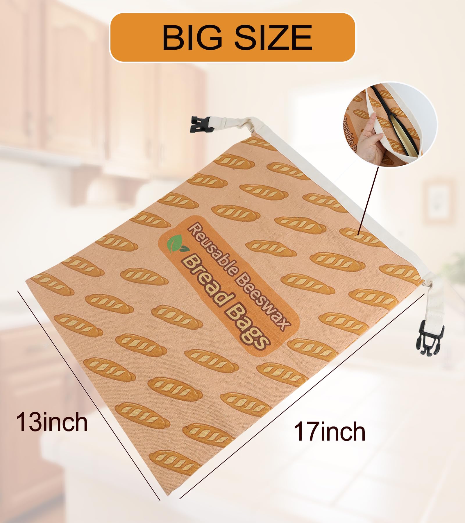 NautDuty XL 13x17in bread bag fits larger loaves and artisanal breads